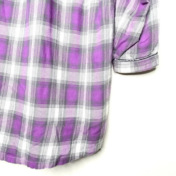 Back in the Saddle Embroidered Horse Purple Plaid Western Button Down Shirt Med - Picture 5 of 11